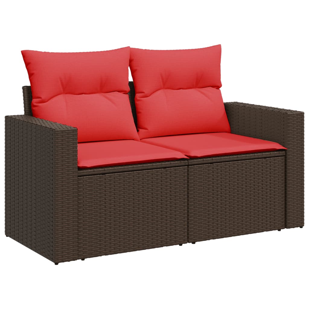 Set canapele de gradina cu perne, 10 piese, maro, poliratan — imaginea 5