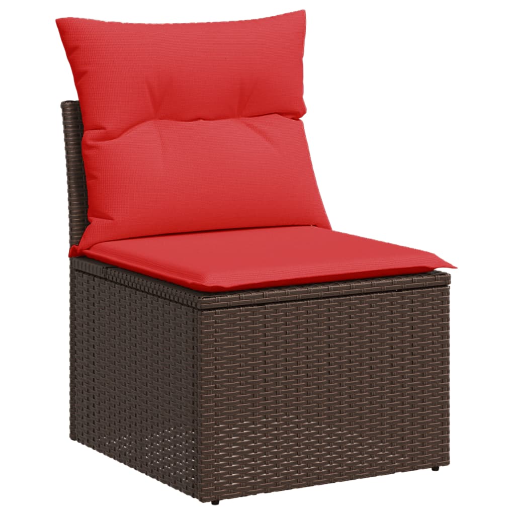 Set canapele de gradina cu perne, 10 piese, maro, poliratan — imaginea 6