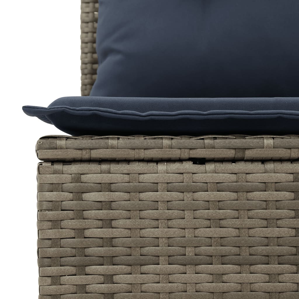 Set canapele de gradina cu perne, 10 piese, gri, poliratan — imaginea 3