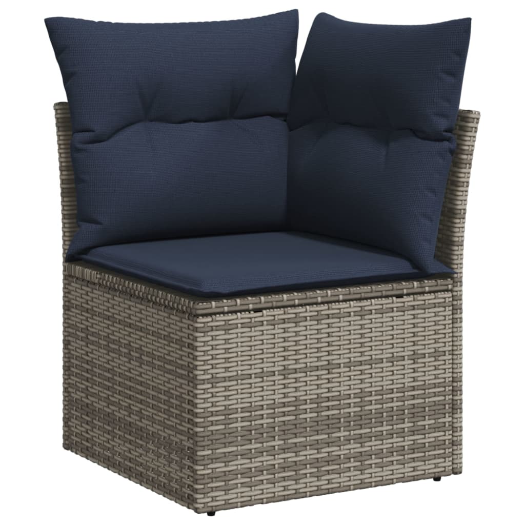 Set canapele de gradina cu perne, 10 piese, gri, poliratan — imaginea 4