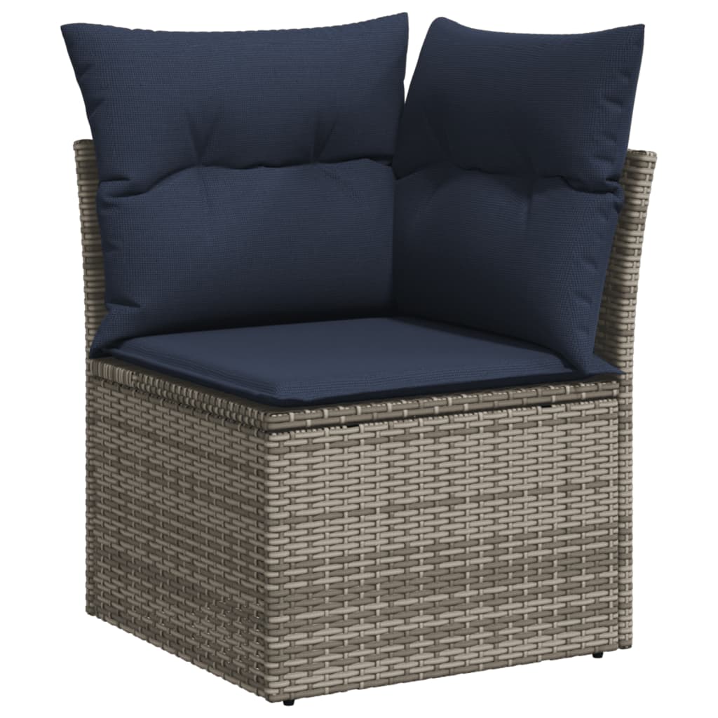 Set canapele de gradina cu perne, 10 piese, gri, poliratan — imaginea 3