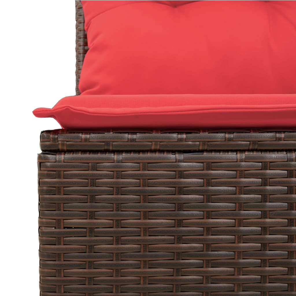 Set canapele de gradina cu perne, 9 piese, maro, poliratan — imaginea 3