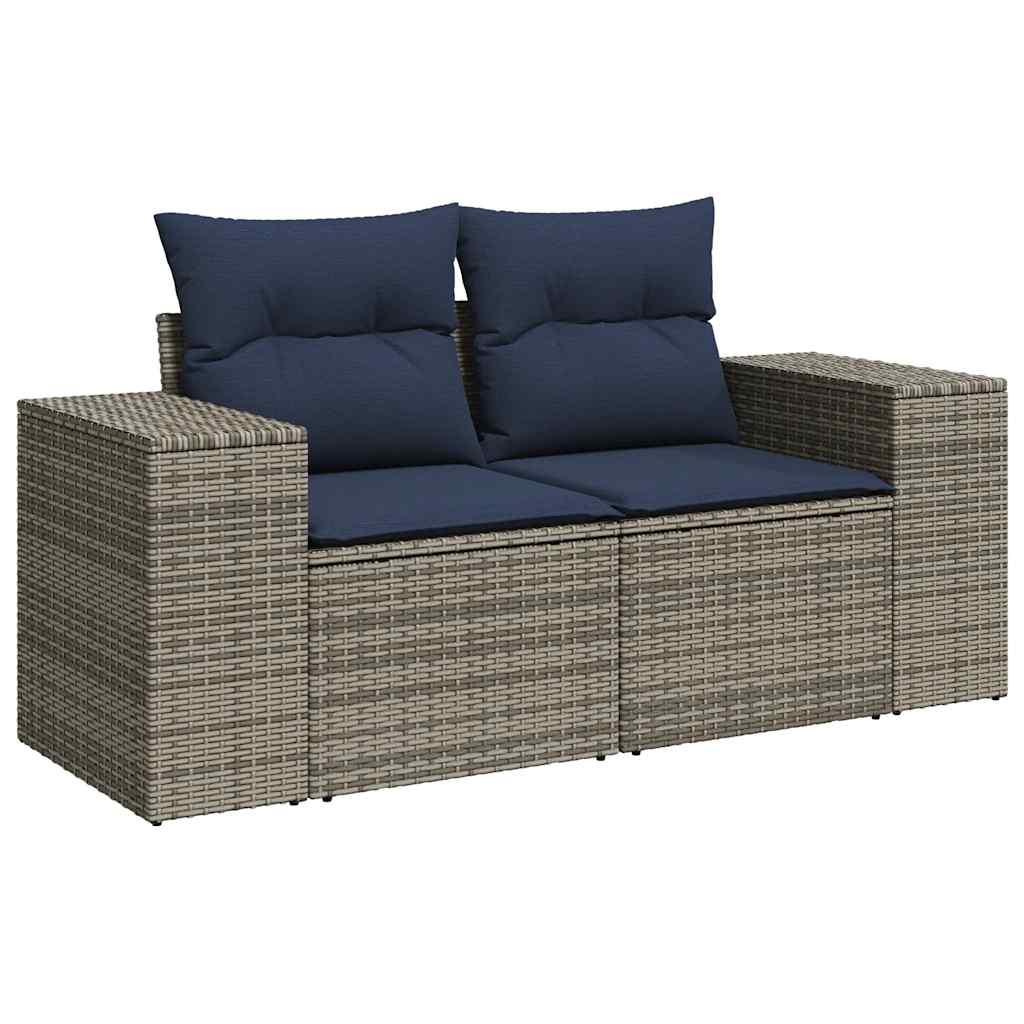 Set mobilier gradina cu perne, 6 piese, gri, poliratan — imaginea 5