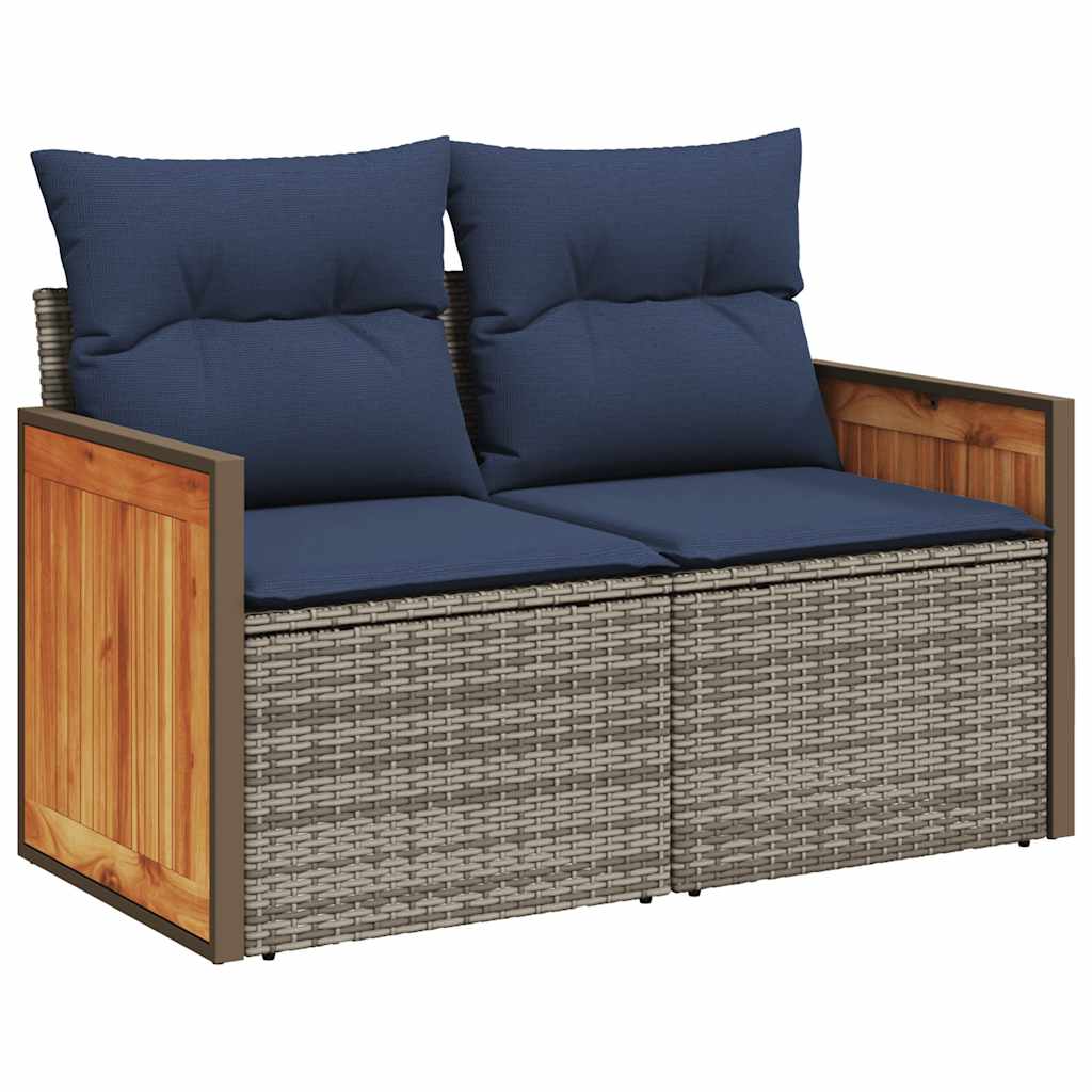 Set canapele gradina perne 11 piese, gri, poliratan/lemn acacia — imaginea 4