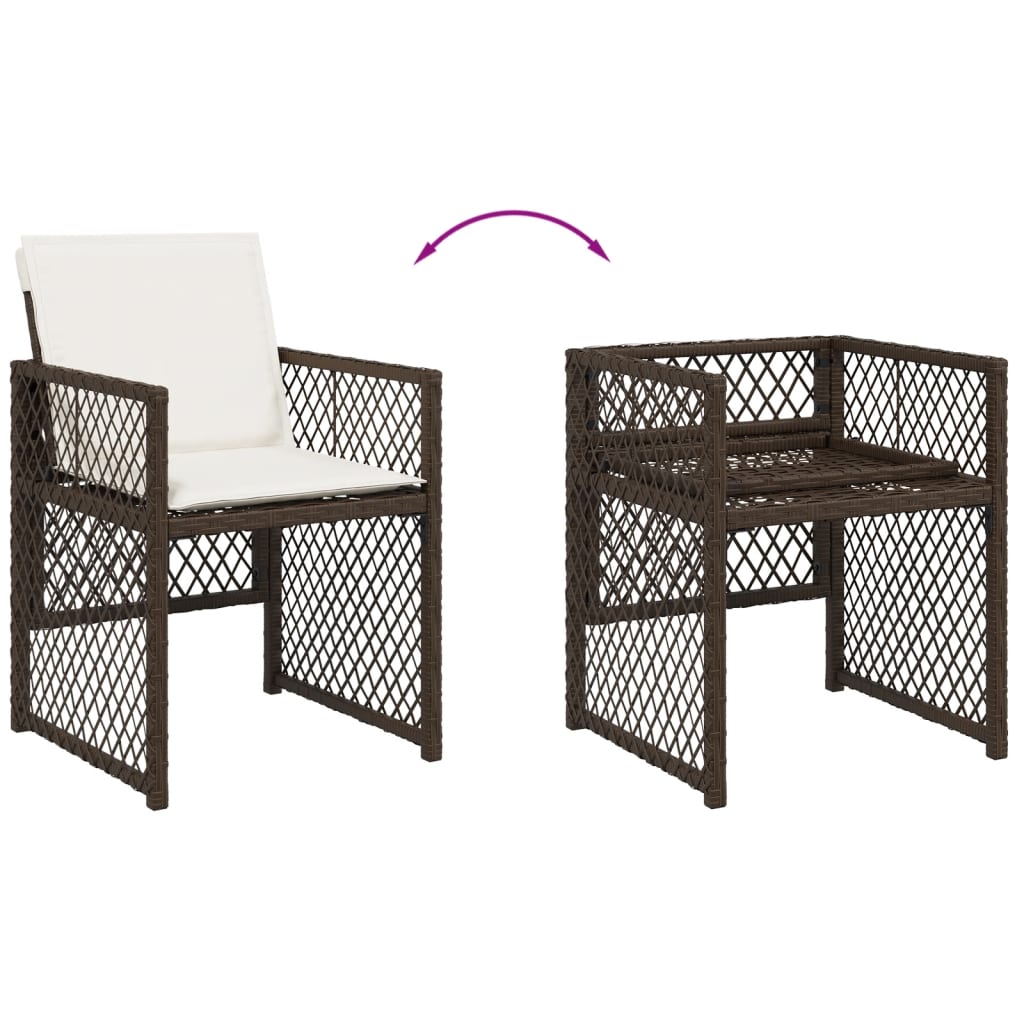 Set mobilier de gradina cu perne, 11 piese, maro, poliratan — imaginea 5
