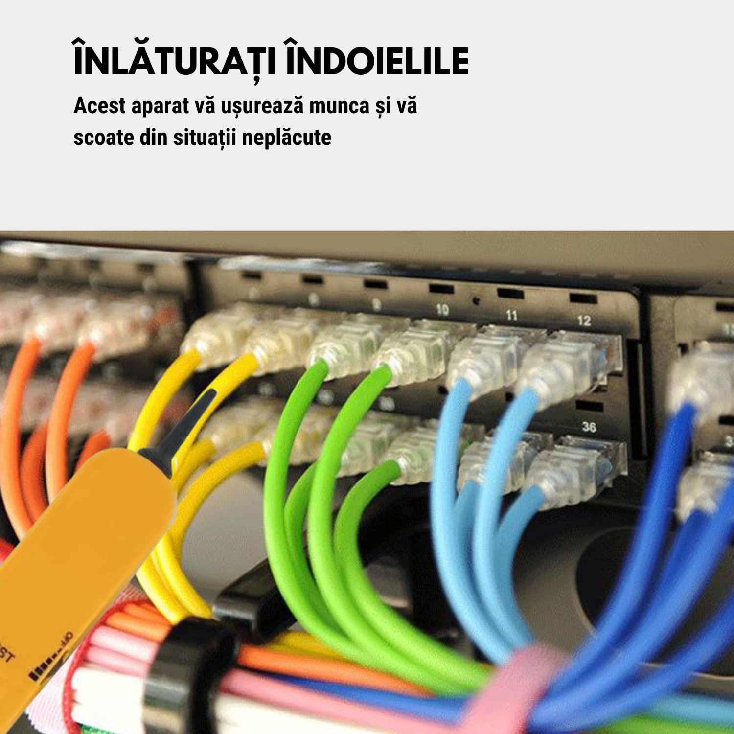 Tester continuitate cablu, Detector scurt circuit - intrerupt, Husa protectie si 2 baterii 9V incluse, Galben