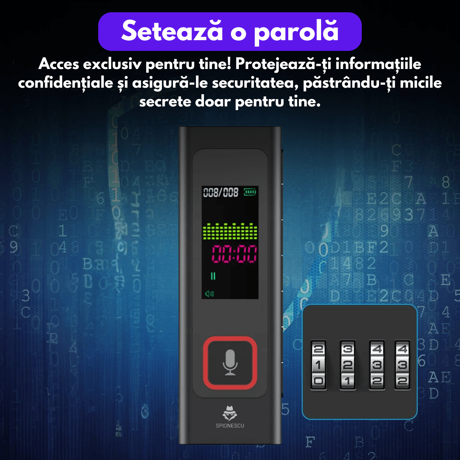 Reportofon digital, H-R510 Pro, 32 GB, inregistrare cu activare vocala, elimina zgomote de fundal, baterie 170 mAh - 4 | YEO