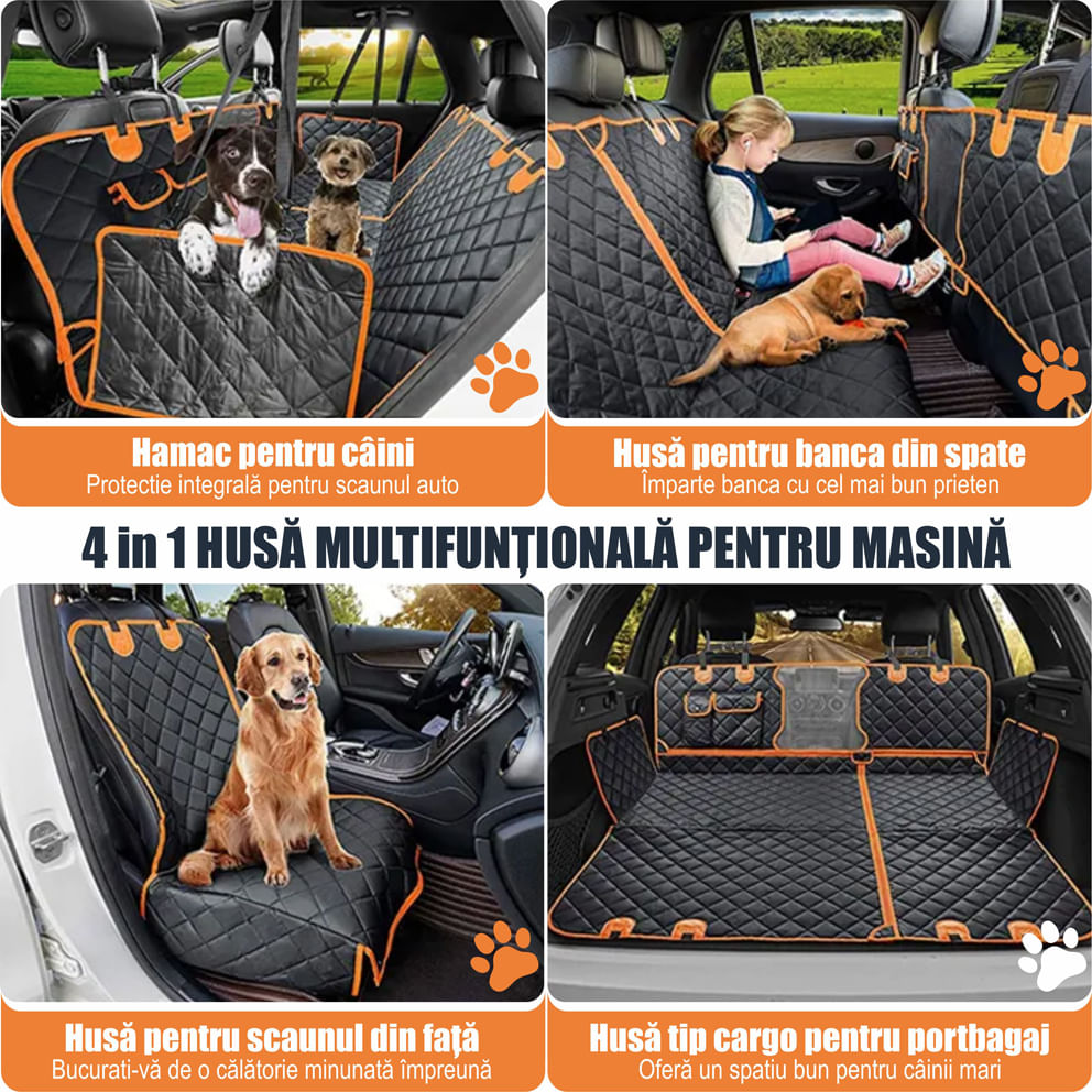 Husa auto de protectie pentru transport animale, Linomag®, pentru caini si pisici, Impermeabila, Negru, 147 x 137 cm - 1 | YEO