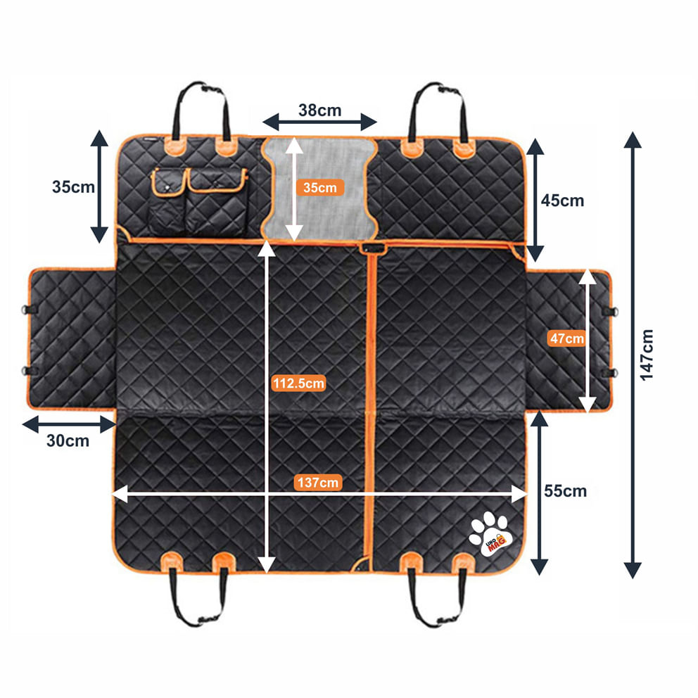 Husa auto de protectie pentru transport animale, Linomag®, pentru caini si pisici, Impermeabila, Negru, 147 x 137 cm - 4 | YEO