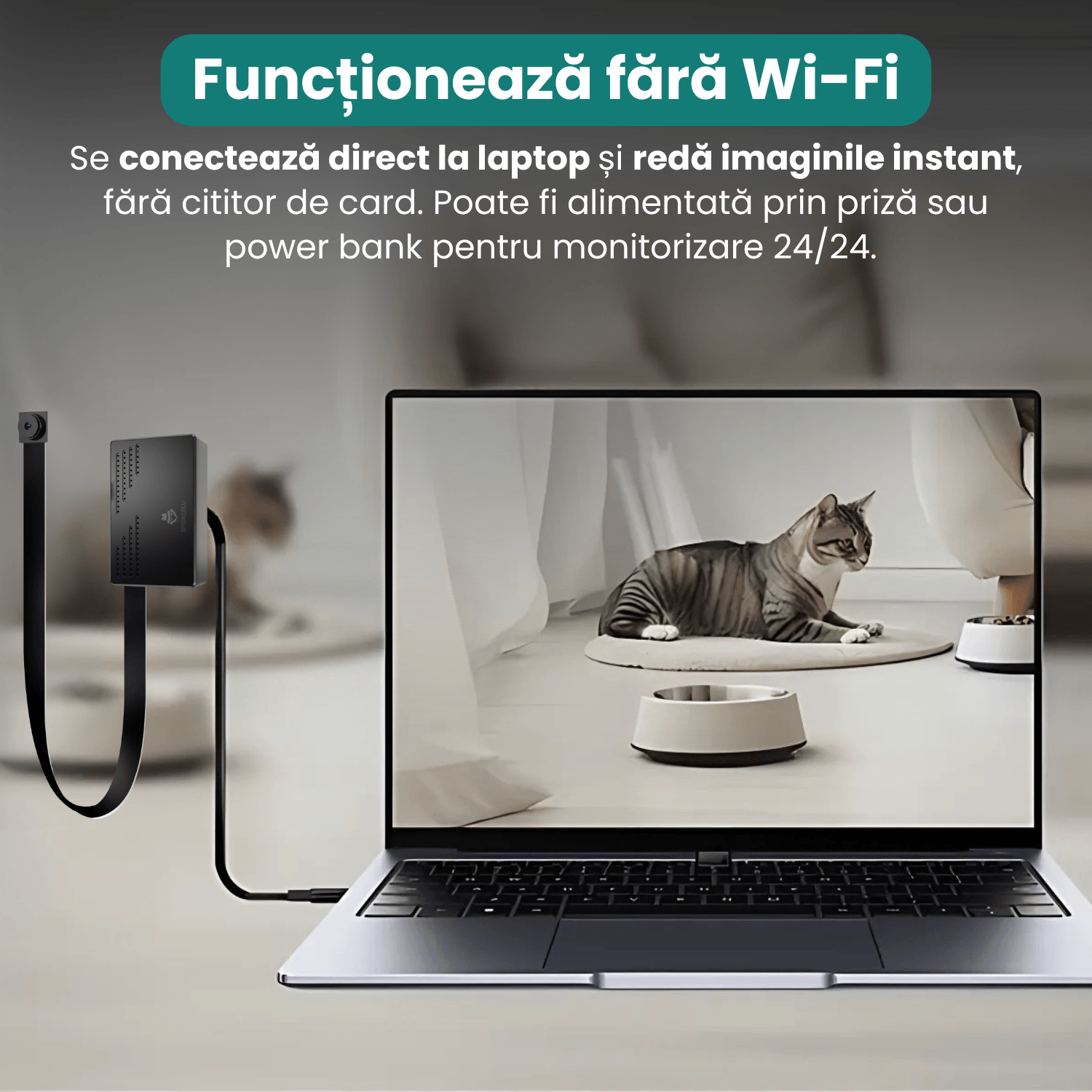 Mini camera supraveghere, 1080P, detectie miscare, baterie 2600mAh, DIY, telecomanda wireless, inregistrare in bucla