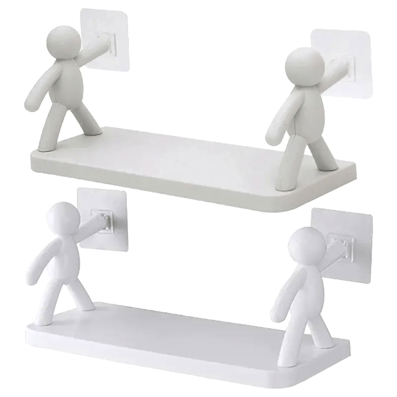Set 2 Rafturi Albe cu Ventuze Puternice, Dimensiuni 14x31.5x12 cm ABYZ™, Solutie Moderna si Practica de Organizare