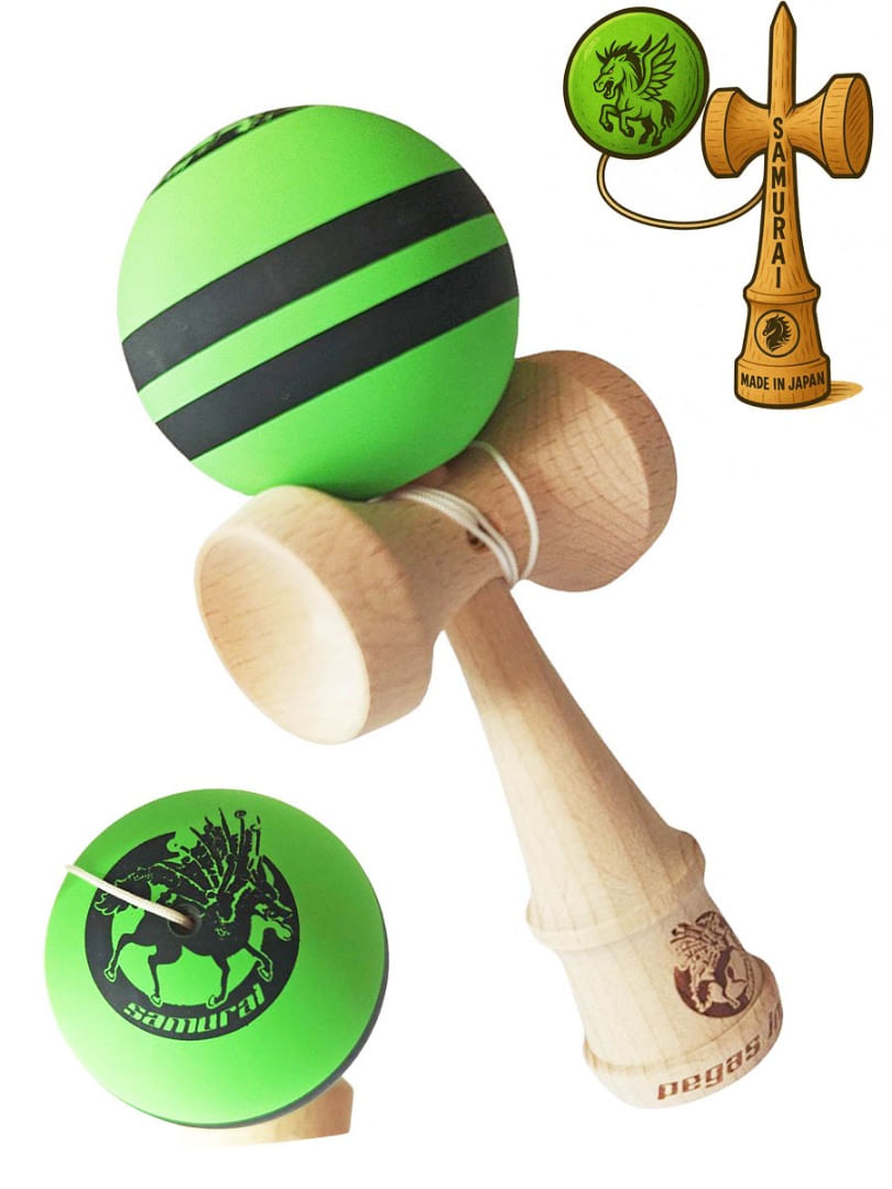 Kendama profesionala, Bila din lemn cu strat de silicon, Samurai + Sticker pentru telefon, 56KD - 2 | YEO