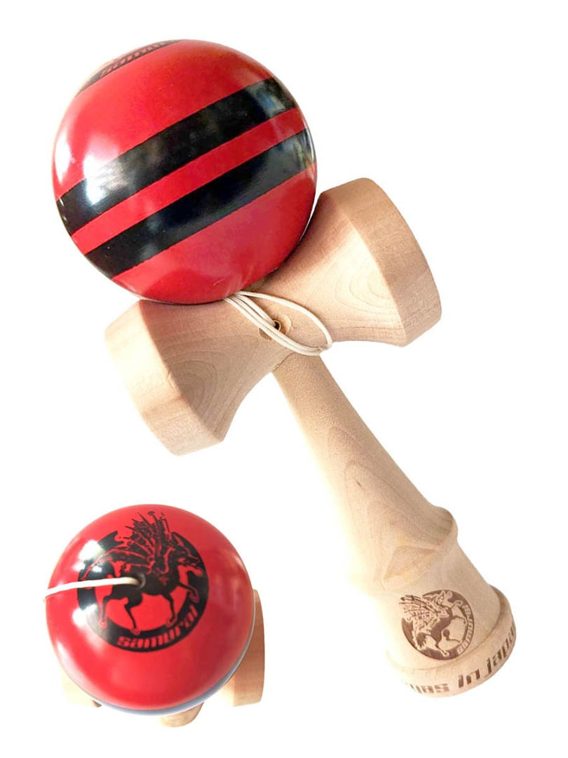 Kendama profesionala, Bila din lemn, Samurai + Sticker pentru telefon, 55KD