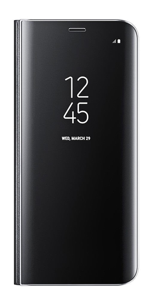 Husa Protectie Flip Cover, Clear View, Mirror, Stand, compatibila cu Samsung Galaxy S9 Plus, Negru, PlanetPhone®