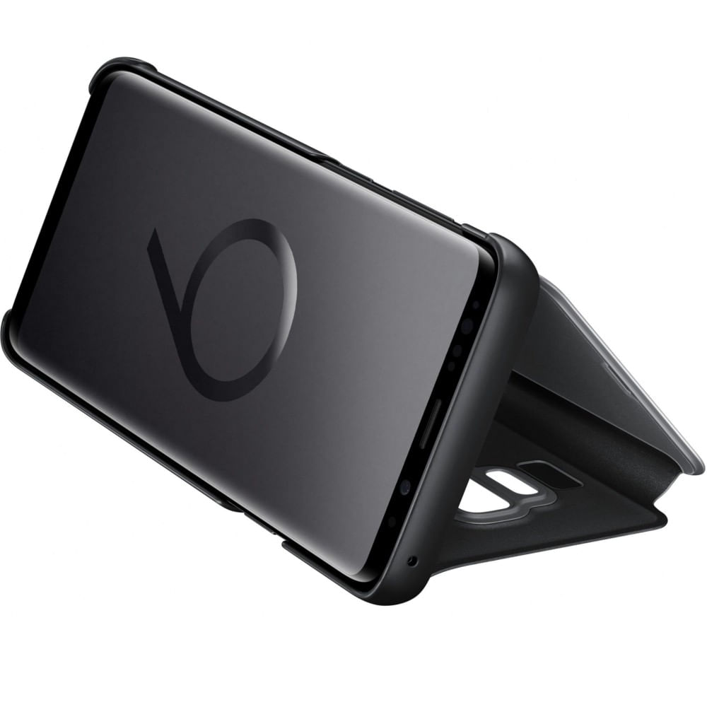 Husa Protectie Flip Cover, Clear View, Mirror, Stand, compatibila cu Samsung Galaxy S9 Plus, Negru, PlanetPhone® - 2 | YEO