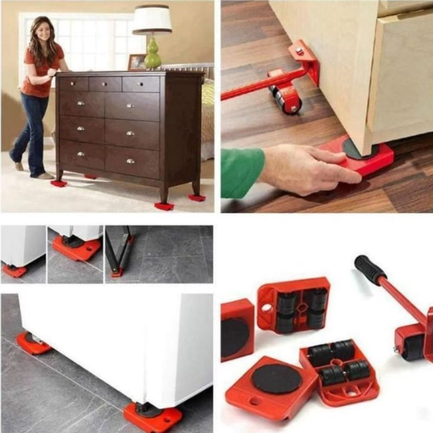 Set cric cu 4 suporti cu role pentru mutat obiecte foarte grele, greutate suportata 600Kg — imaginea 8