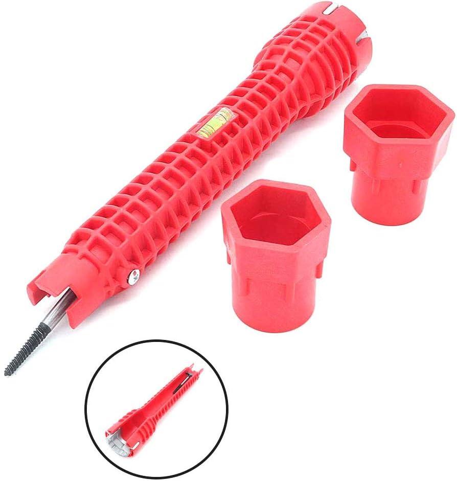 Cheie multifunctionala pentru instalatii sanitare, Plastic/Aliaj aluminiu, Rosu — imaginea 2