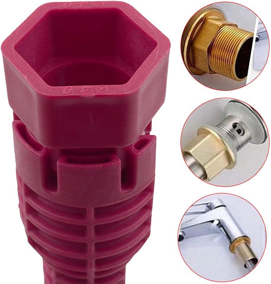 Cheie multifunctionala pentru instalarea robinetelor, Plastic/Aliaj aluminiu, Rosu — imaginea 4
