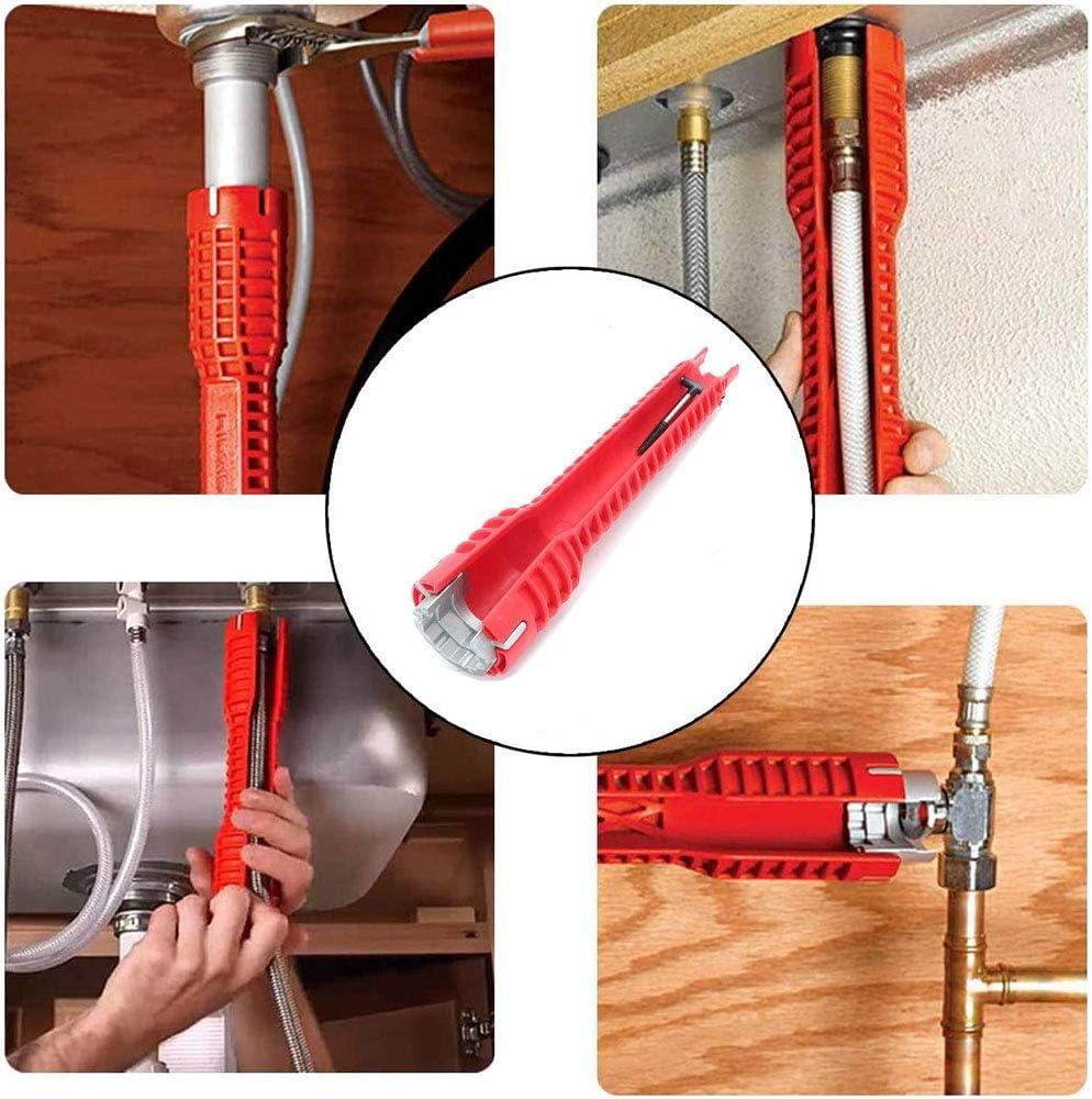 Cheie multifunctionala pentru instalatii sanitare, Plastic/Aliaj aluminiu, Rosu — imaginea 4