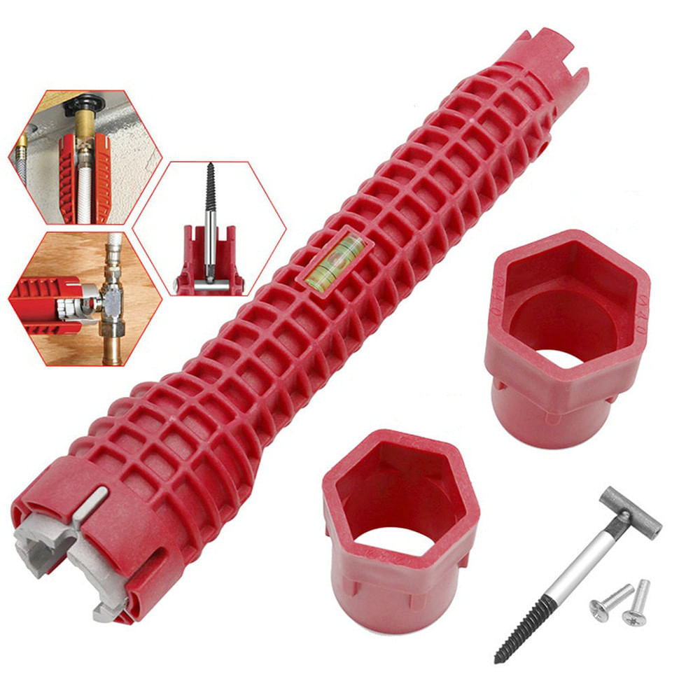 Cheie pentru conducte de apa, multifunctionala, ABS, instalare chuveta, 26x5.2 cm, Rosu — imaginea 2