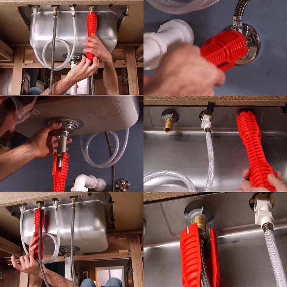 Cheie multifunctionala pentru instalatii sanitare, Plastic/Aliaj aluminiu, Rosu — imaginea 5