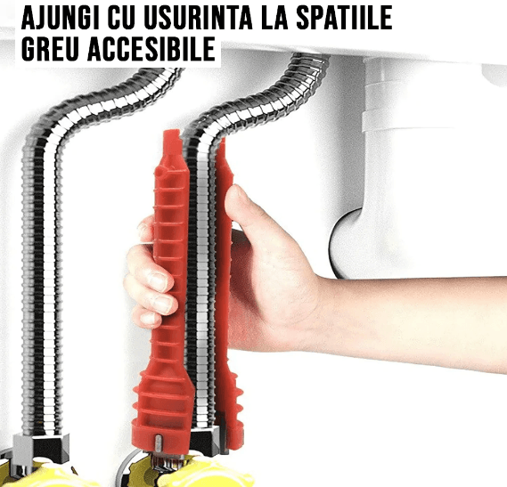 Cheie pentru instalatii sanitare, multifunctionala, rosie, 255 mm, Rosie — imaginea 5