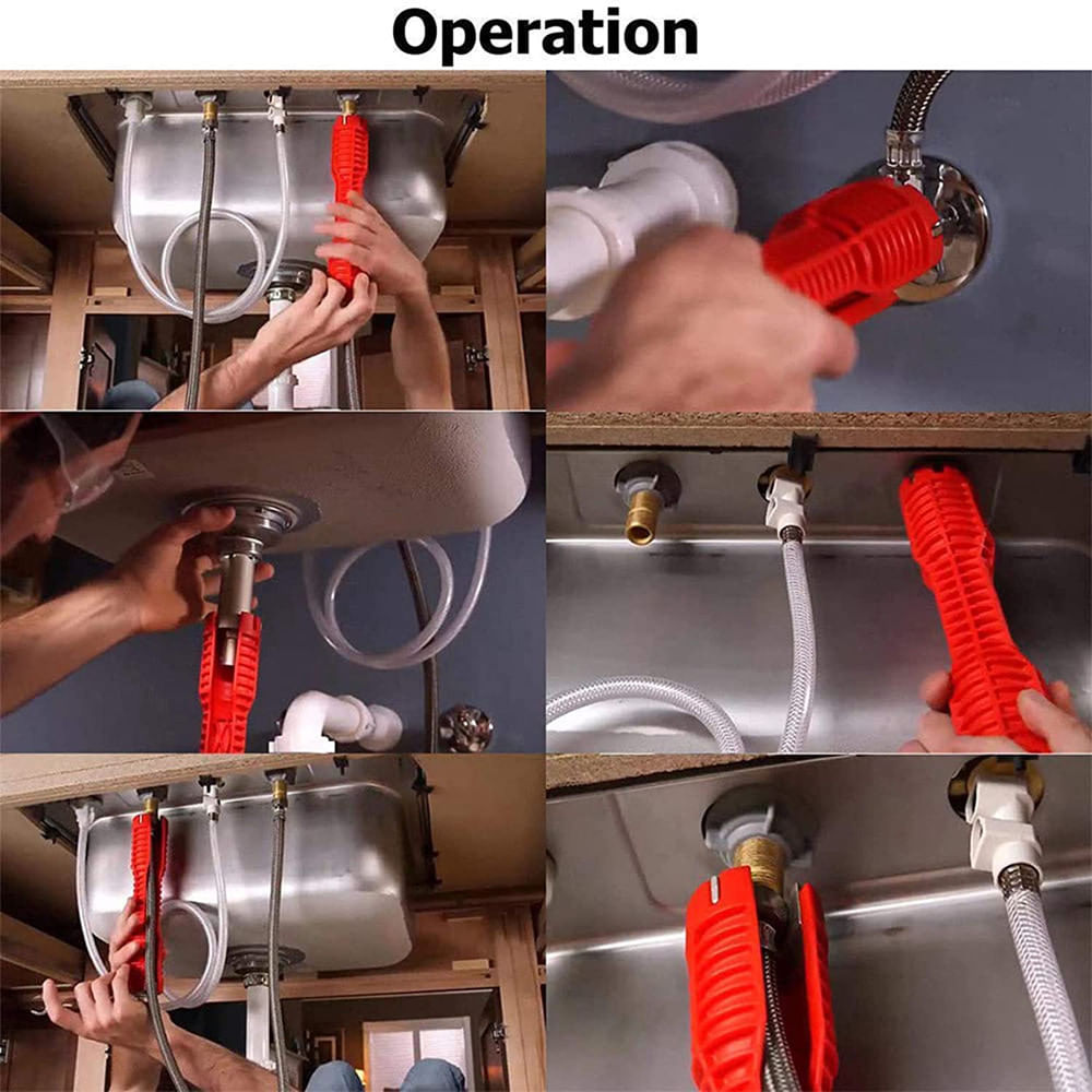 Cheie multifunctionala pentru instalatii sanitare, tevi de apa, robinete, racorduri, rosie, MyStyle — imaginea 7