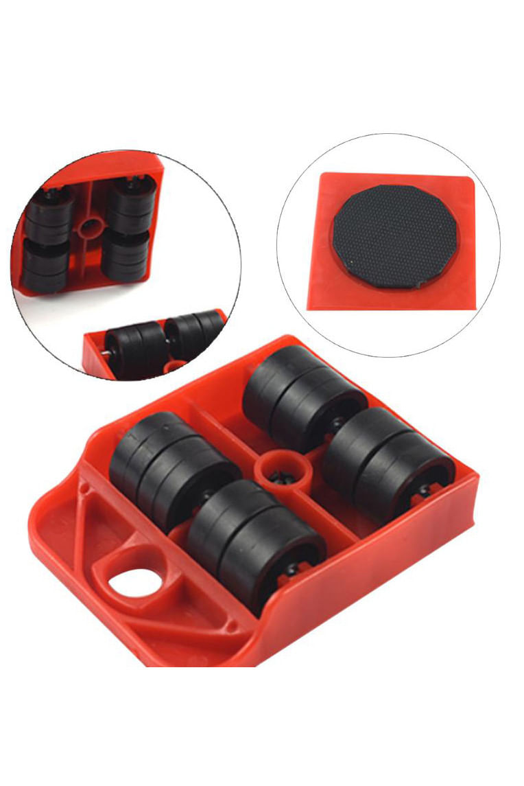 Set StrongPunch pentru mutat obliecte pana la 150 kg, 5 piese, cu 4 role a cate 8 roti si 1 cric pentru — imaginea 3