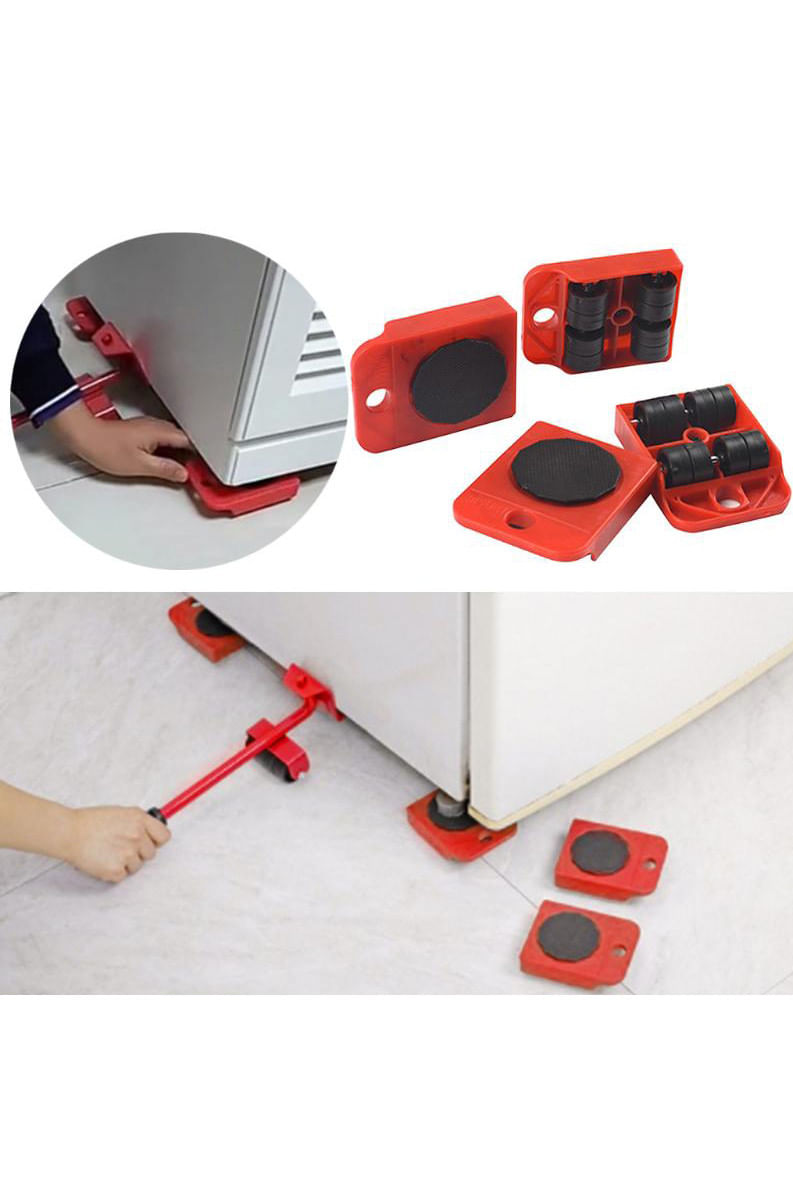 Set StrongPunch pentru mutat obliecte pana la 150 kg, 5 piese, cu 4 role a cate 8 roti si 1 cric pentru — imaginea 6