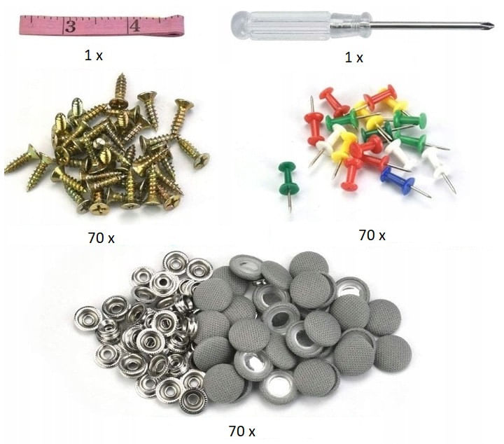 Kit 70 capse, pentru reparatia plafonului auto, compatibil Audi, Opel, BMW, VW, GRI - 1 | YEO