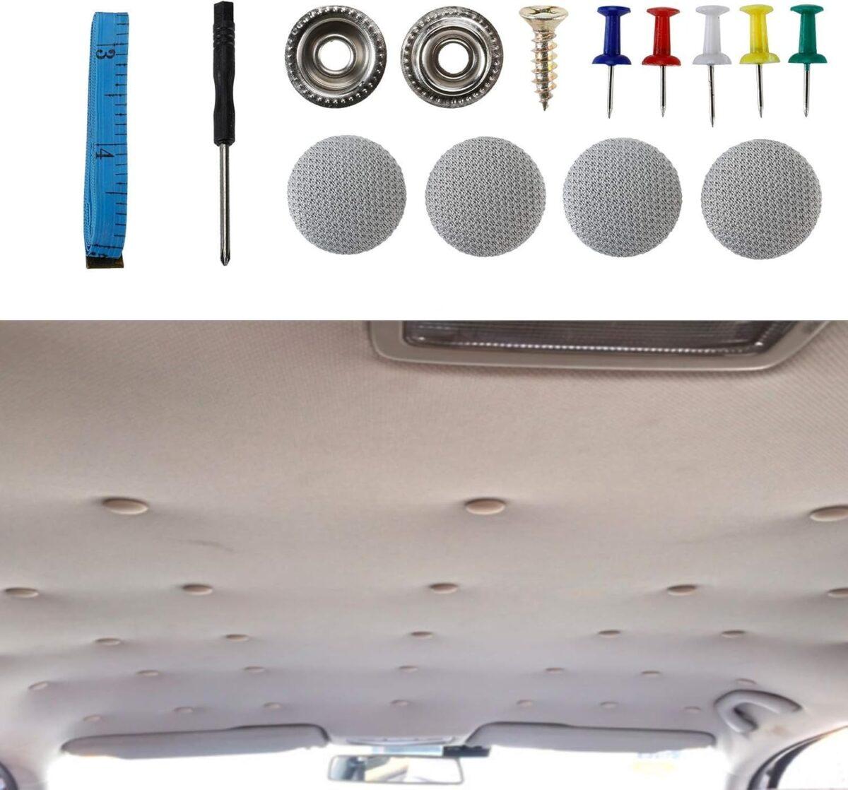 Set Reparatie Plafon Auto cu 30 Butoni pentru Tapiserie - Gri - 1 | YEO