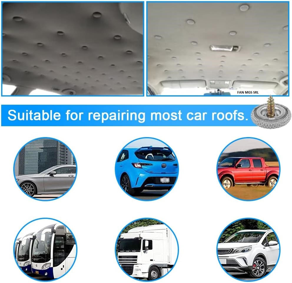 Kit 30 nituri universale tip butoni, capse reparare plafon auto, fixare a panzei cu stifturi, set compatibil - 1 | YEO