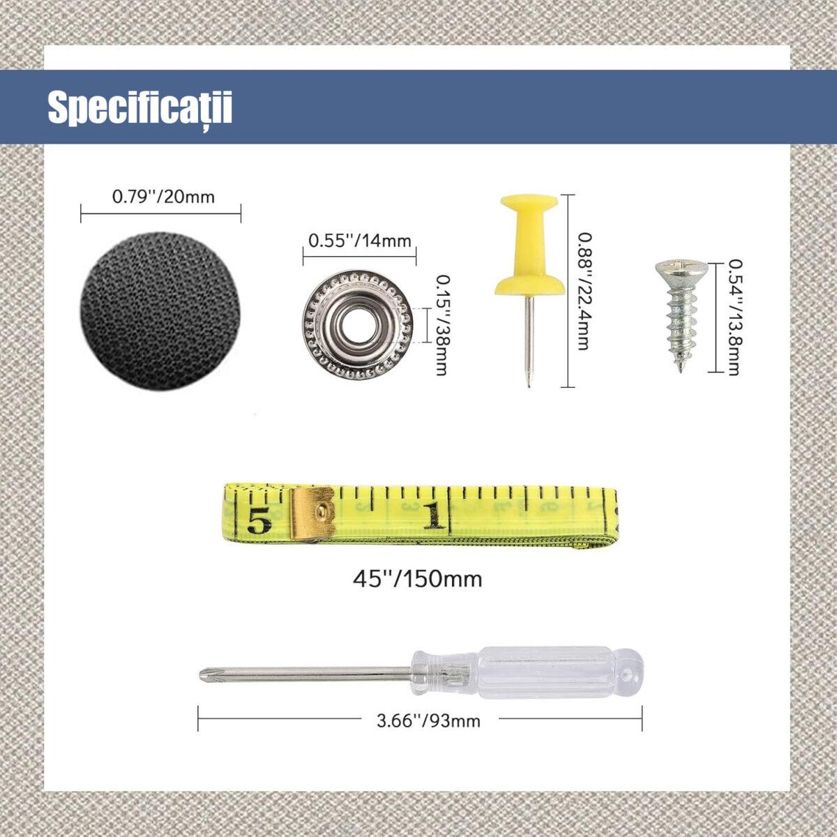 Set Reparatie Plafon Auto cu 30 Butoni pentru Tapiserie - Negru - 1 | YEO