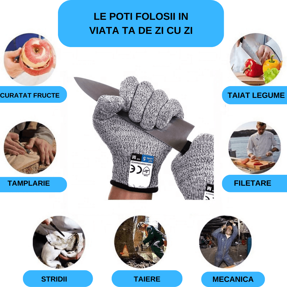 Manusi Profesionale de Protectie Anti-Taiere, HPPE, Gradul 5 de Protective, Pentru Bucatarie, Macelarie, - imagine 3