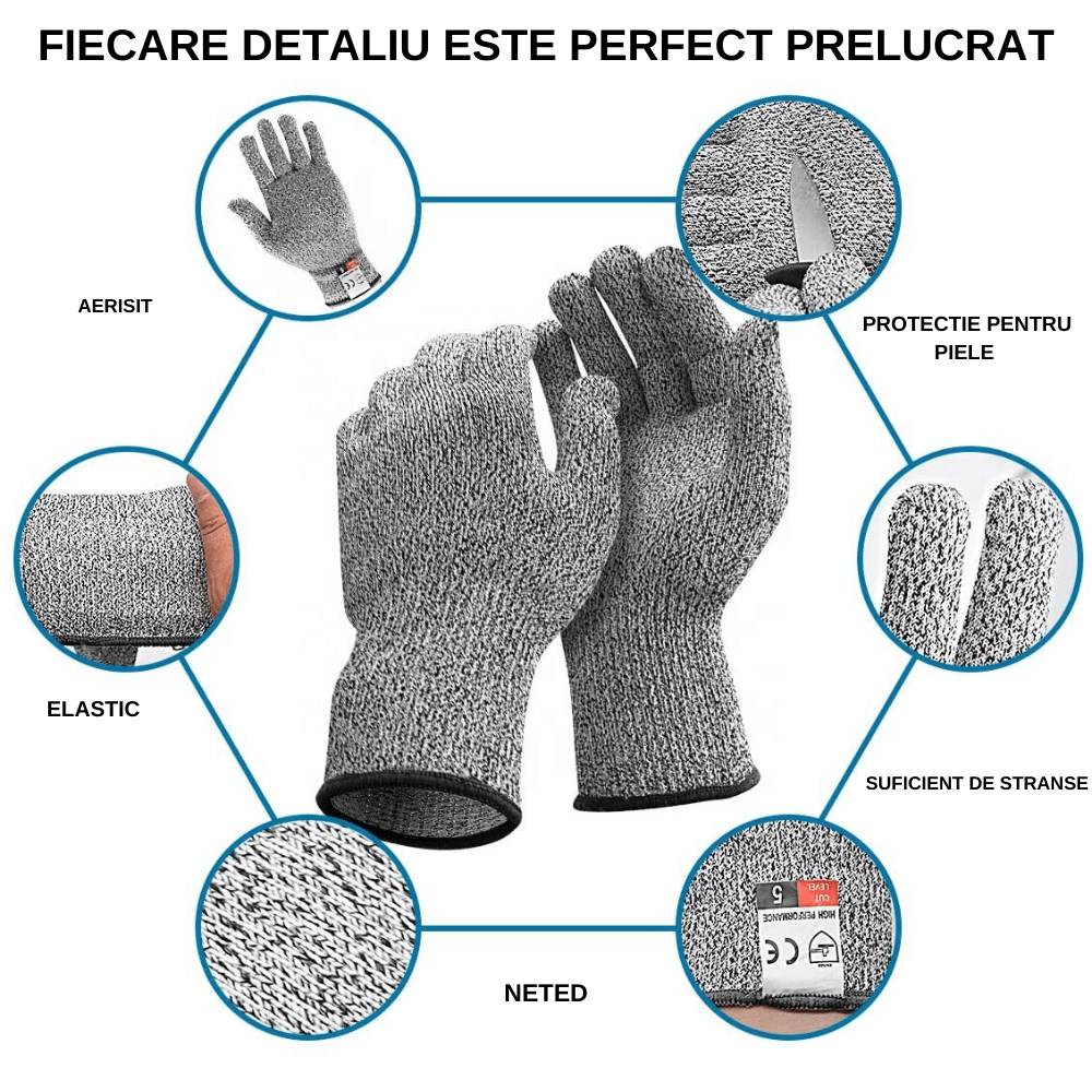 Manusi Profesionale de Protectie Anti-Taiere, HPPE, Gradul 5 de Protective, Pentru Bucatarie, Macelarie, - imagine 5