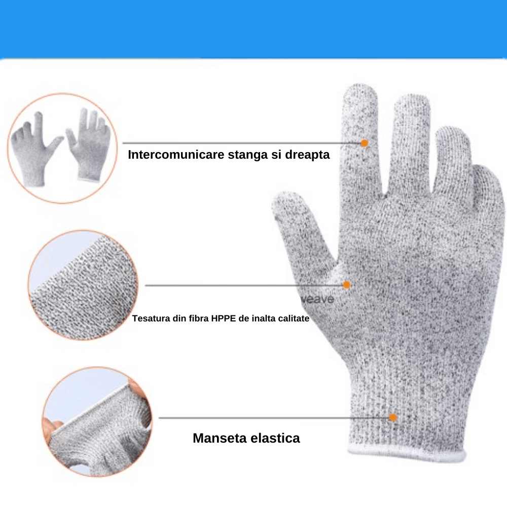 Manusi Profesionale de Protectie Anti-Taiere, HPPE, Gradul 5 de Protective, Pentru Bucatarie, Macelarie, - imagine 8