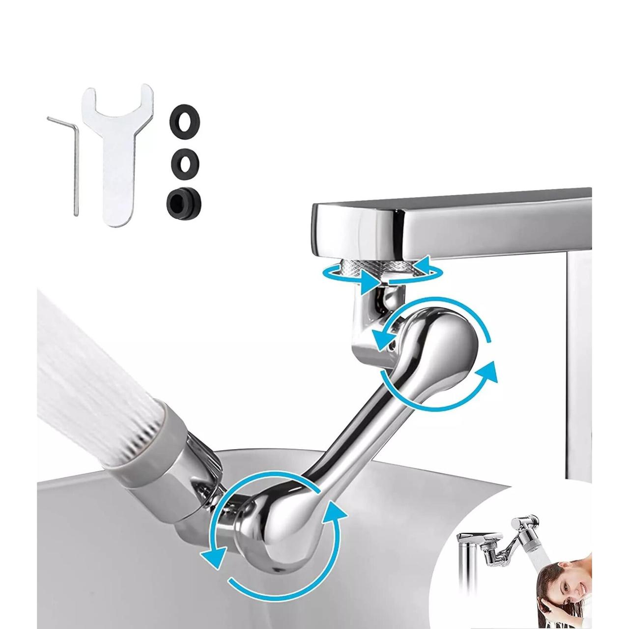 Extensie Robinet Rotativa, Adaptor Apa Baterie, Universal, Rotatie de 1080 , Functie de Economisire a Apei — imaginea 2