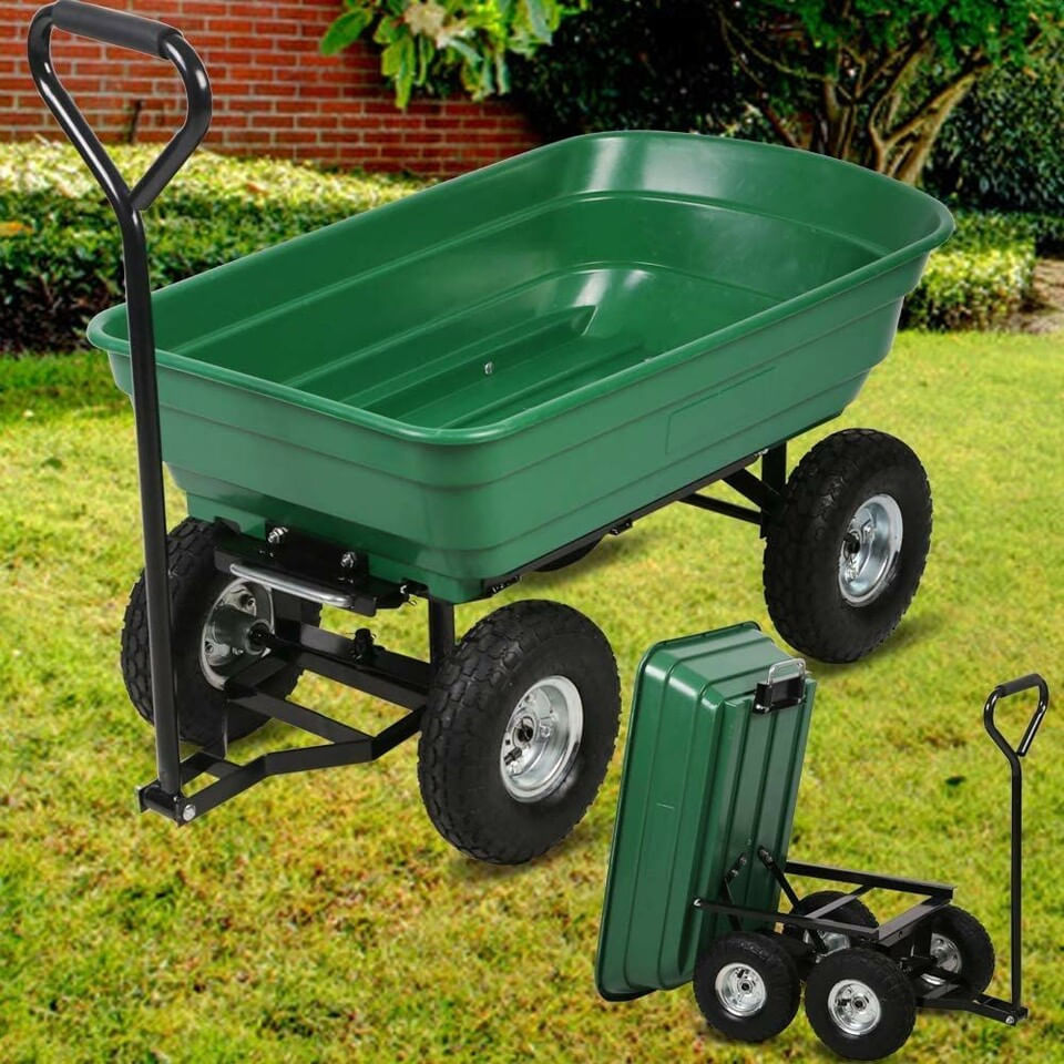 Carucior de gradina, sarcina maxima 300 kg, cupa rabatabila, maner lung cu burete antiderapant, — imaginea 3