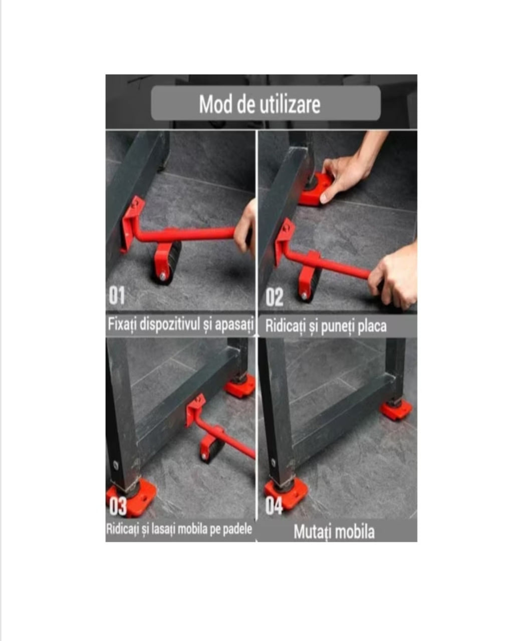 Set transportat si ridicat mobila, 5 piese, rosu-negru — imaginea 4