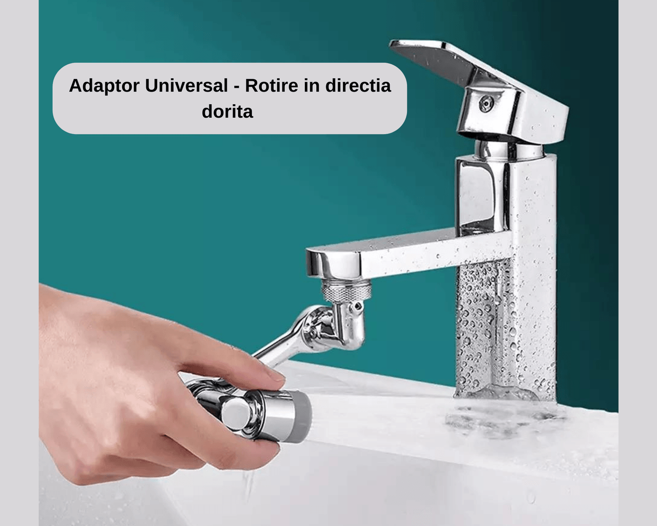 Extensie Robinet Rotativa, Adaptor Apa Baterie, Universal, Rotatie de 1080 , Functie de Economisire a Apei, — imaginea 4