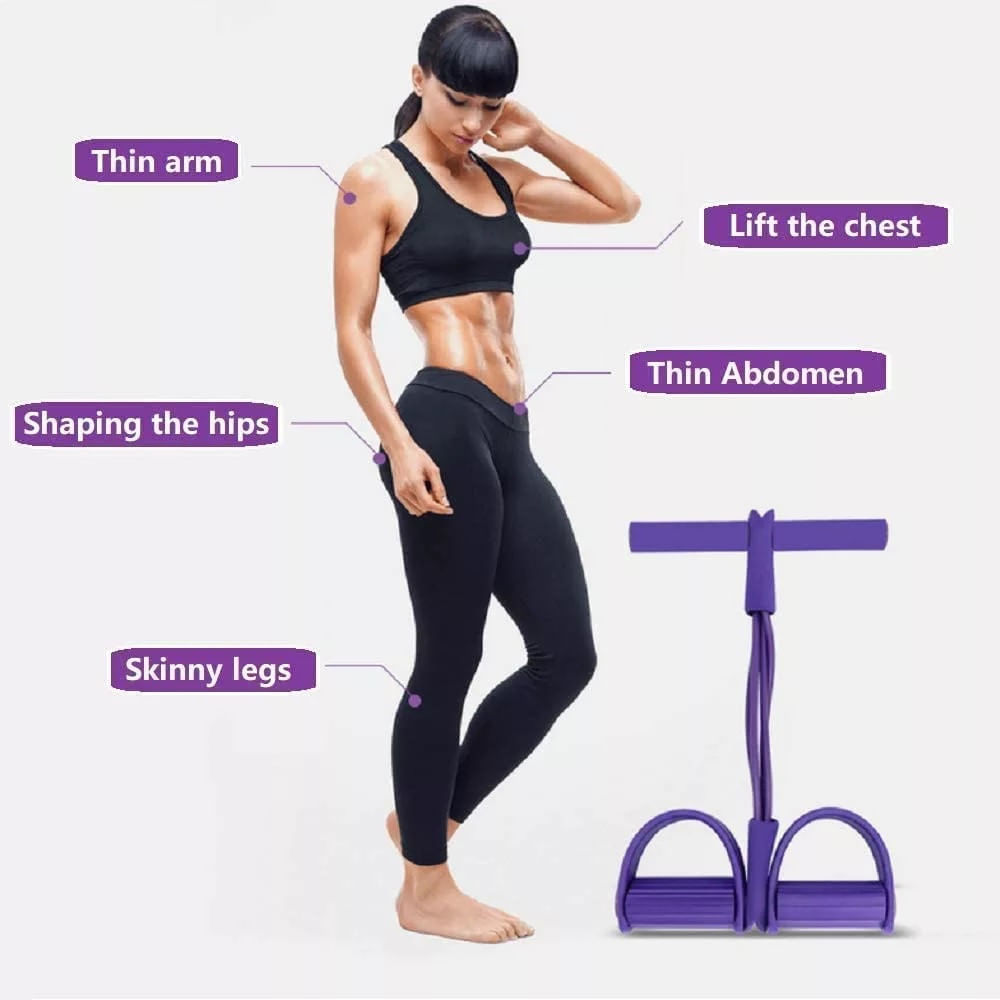 Extensor elastic Multifunctional , pentru Tonifiere Abdomen, Brate, Piept, Picioare, portabil, Violet - imagine 3