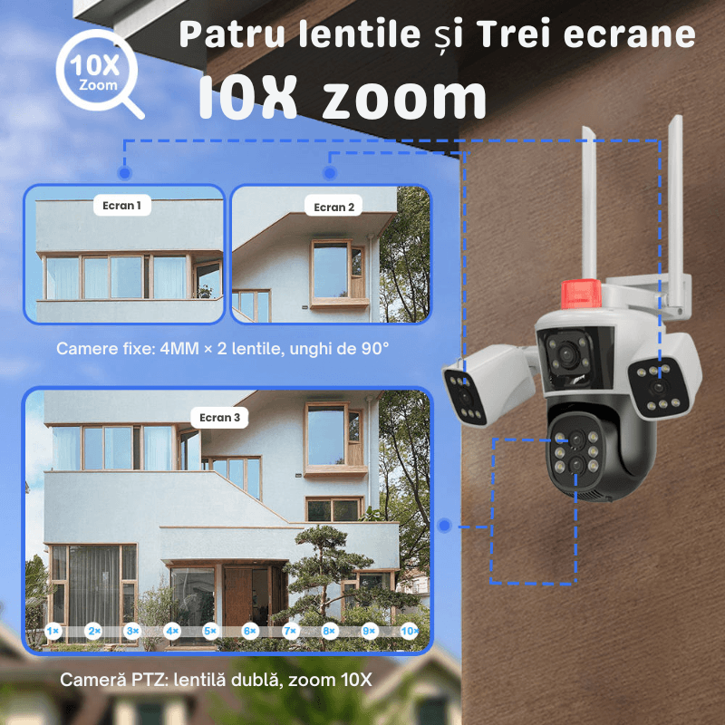 Camera Supraveghere 8K 16MP Zoom 10X CLC SmartGear, Auto-Tracking, Nocturna Color, WiFi, Audio, IP66, SD+Cloud