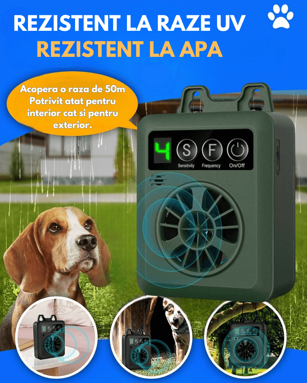 Dispozitiv Profesional Anti-Latrat, Ultrasonic, 4 trepte de intensitate, Incarcare USB, Pentru Interior/Exterior - 2 | YEO