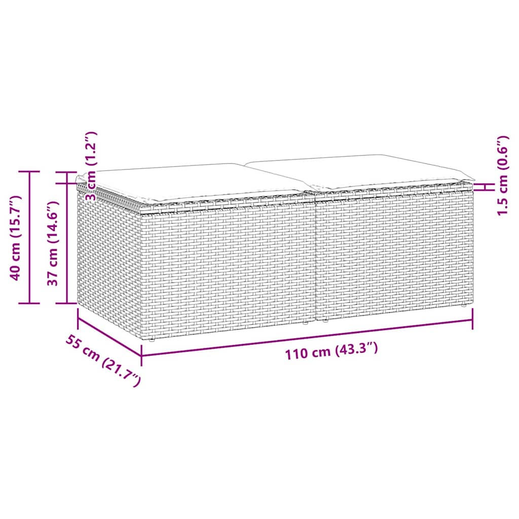 Set canapele de gradina, 2 piese, cu perne, maro poliratan maro — imaginea 6