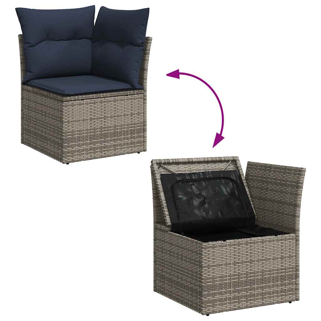 Set canapele de gradina cu perne, 7 piese, maro, poliratan — imaginea 9