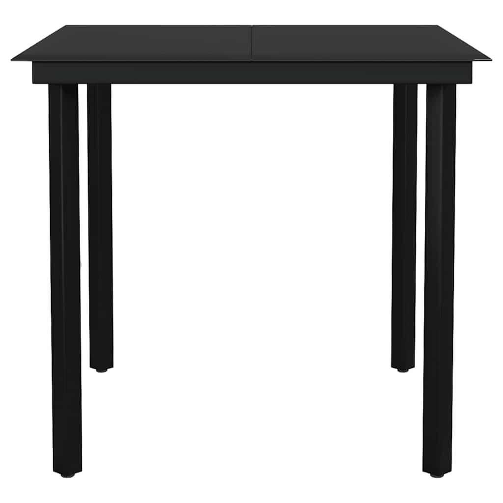 Set de sufragerie de gradina 5 piese sticla neagra polirattan — imaginea 7