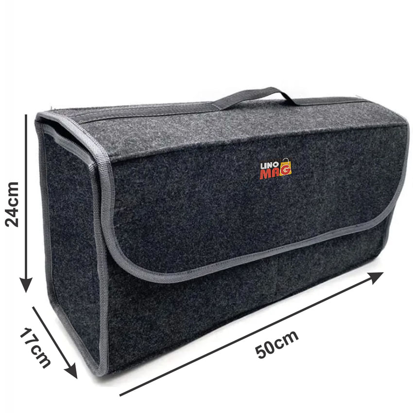 Organizator portbagaj Linomag®, Prevazut cu banda velcro pentru fixare, 50x24x17cm, Gri inchis