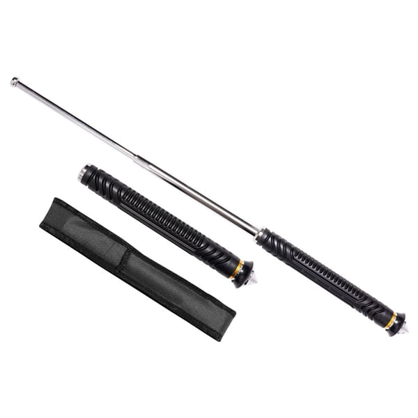 Baston telescopic pliabil, titan, ciocan geamuri detasabil, 53,5 cm, husa cordura, negru