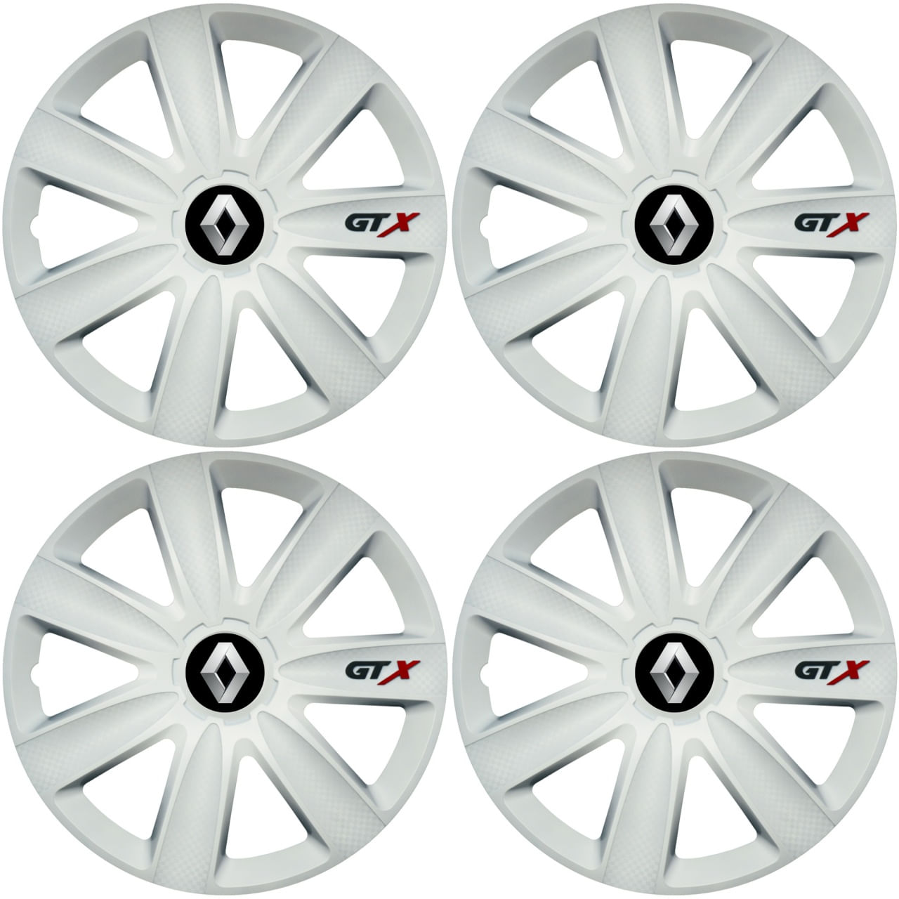 Set 4 Capace Roti GTX Alb R15, Compatibil Cu Renault