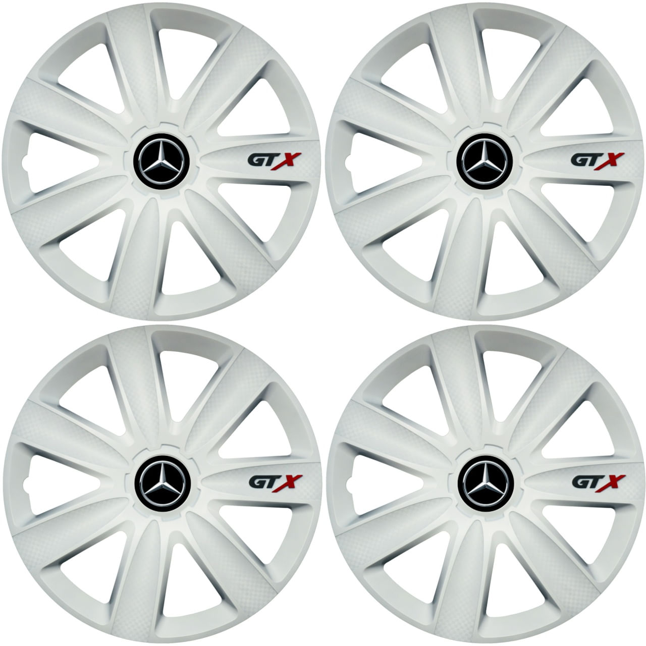 Set 4 Capace Roti GTX Alb R15, Compatibil Cu Mercedes
